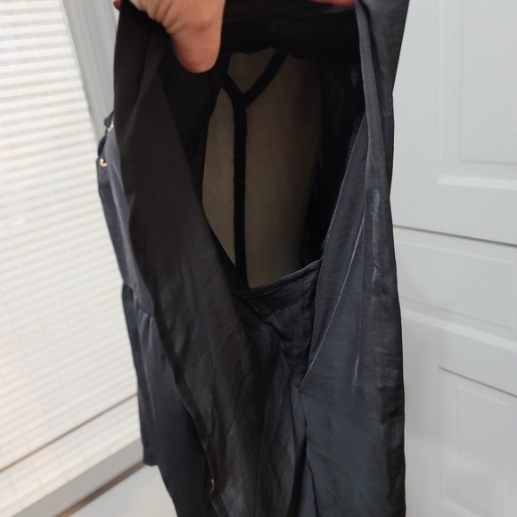 LANE Bryant Black Satin Laced Up Short Kimono Sleeve Blouse size 18/20 - Picture 6 of 8